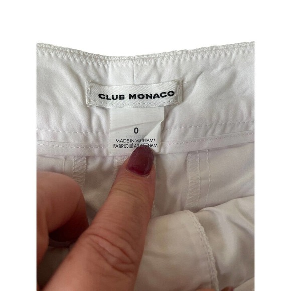 Club Monaco Scalloped Hem Chino Shorts Women’s Size 0 Textured - Picture 2 of 7